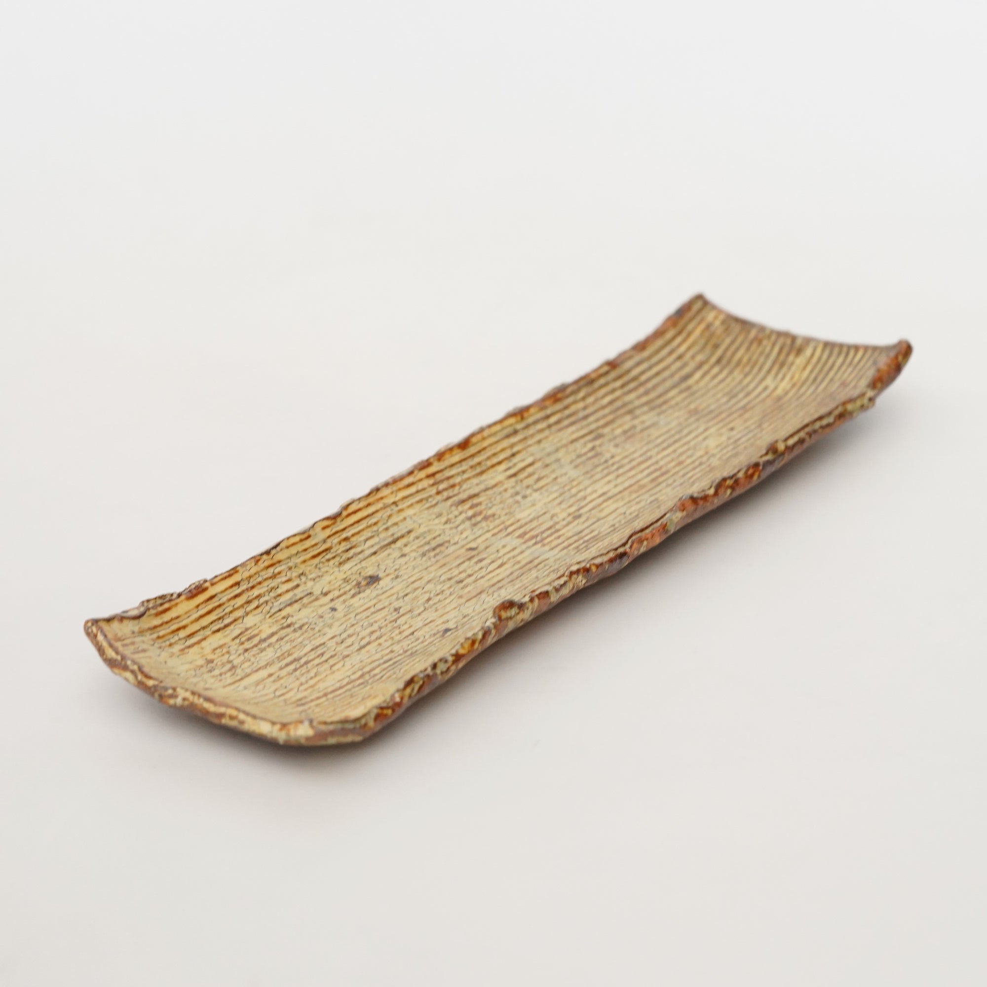 【角户和彦】黄粉梳状长方盘(薄)
