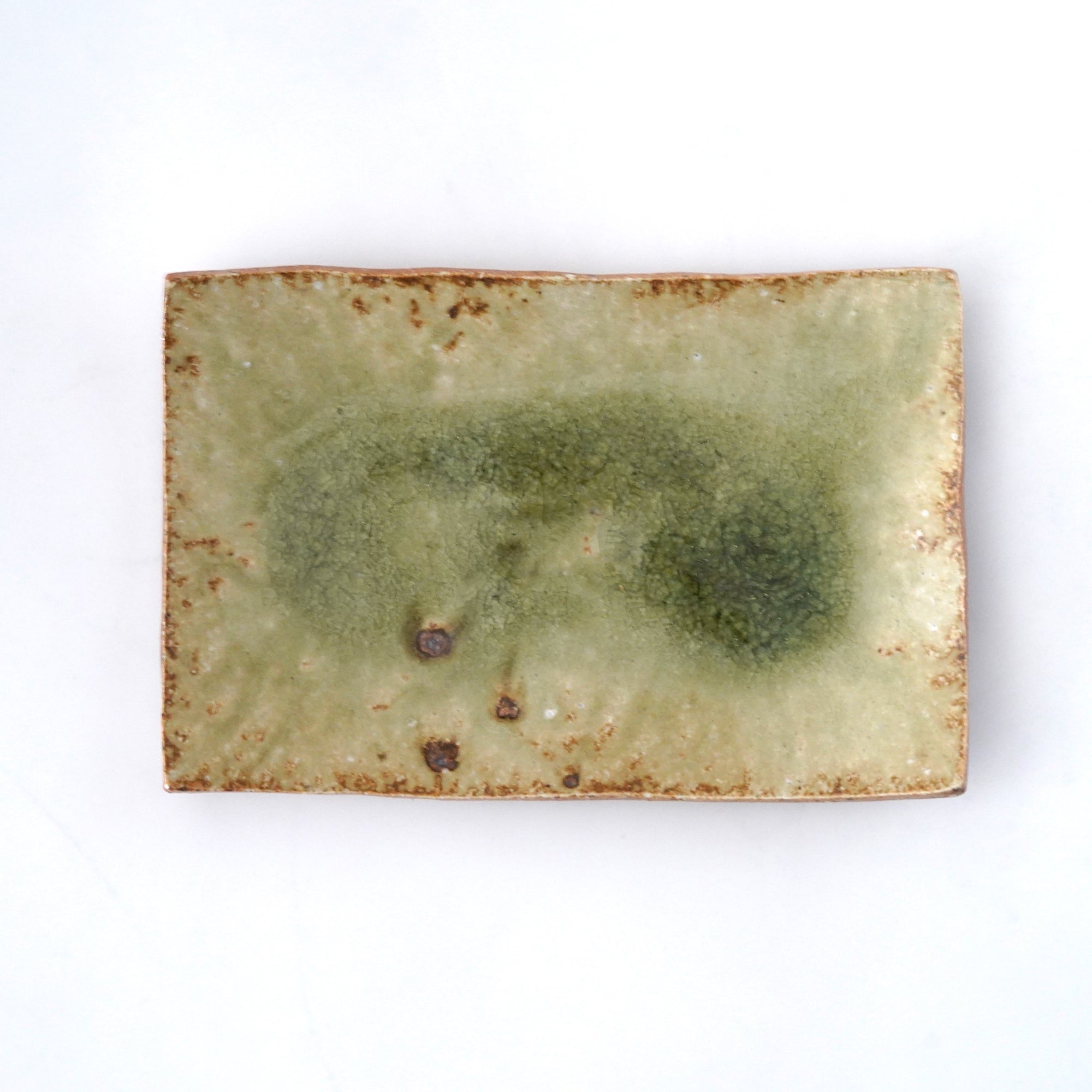 Shigaraki ash glaze long square plate