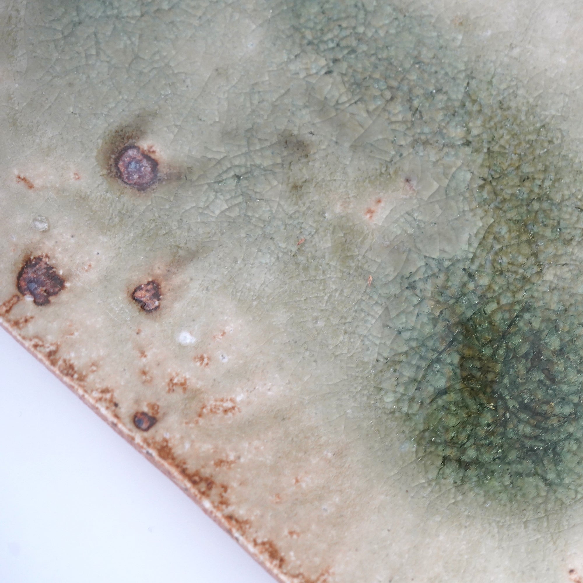 Shigaraki ash glaze long square plate