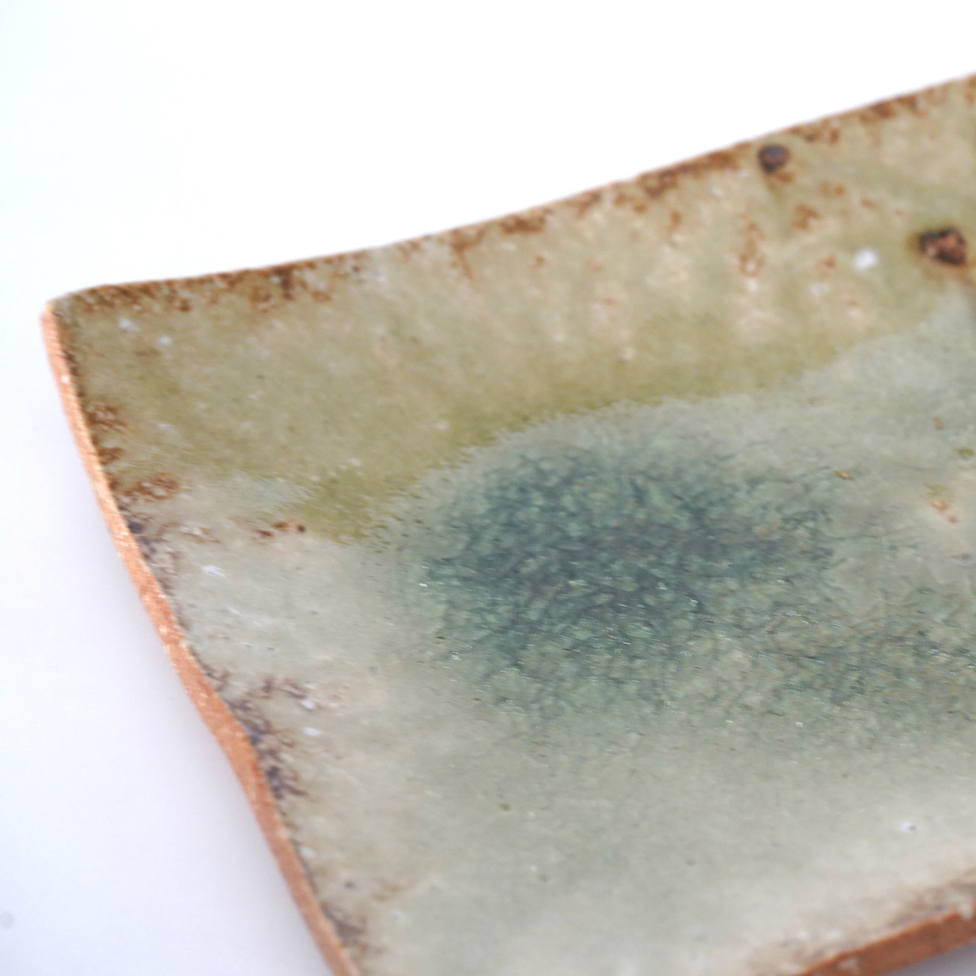 Shigaraki ash glaze long square plate