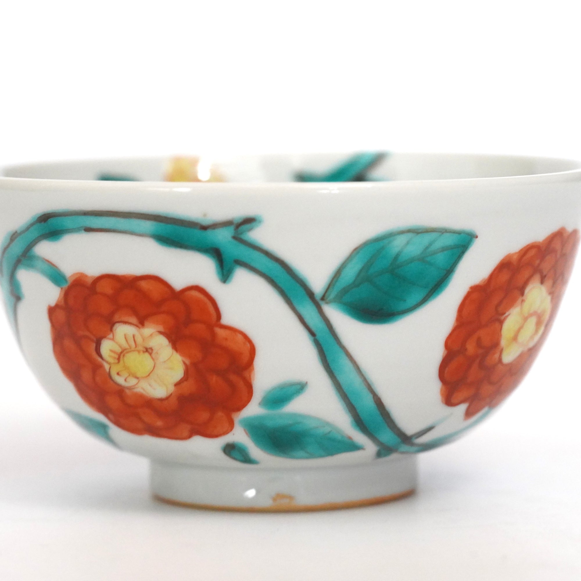 【山本恭代】茜地赤花唐草文飯碗