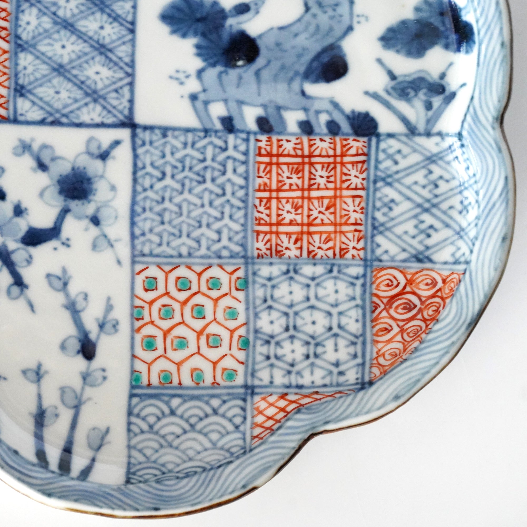 6.5寸輪花平皿 祥瑞色絵