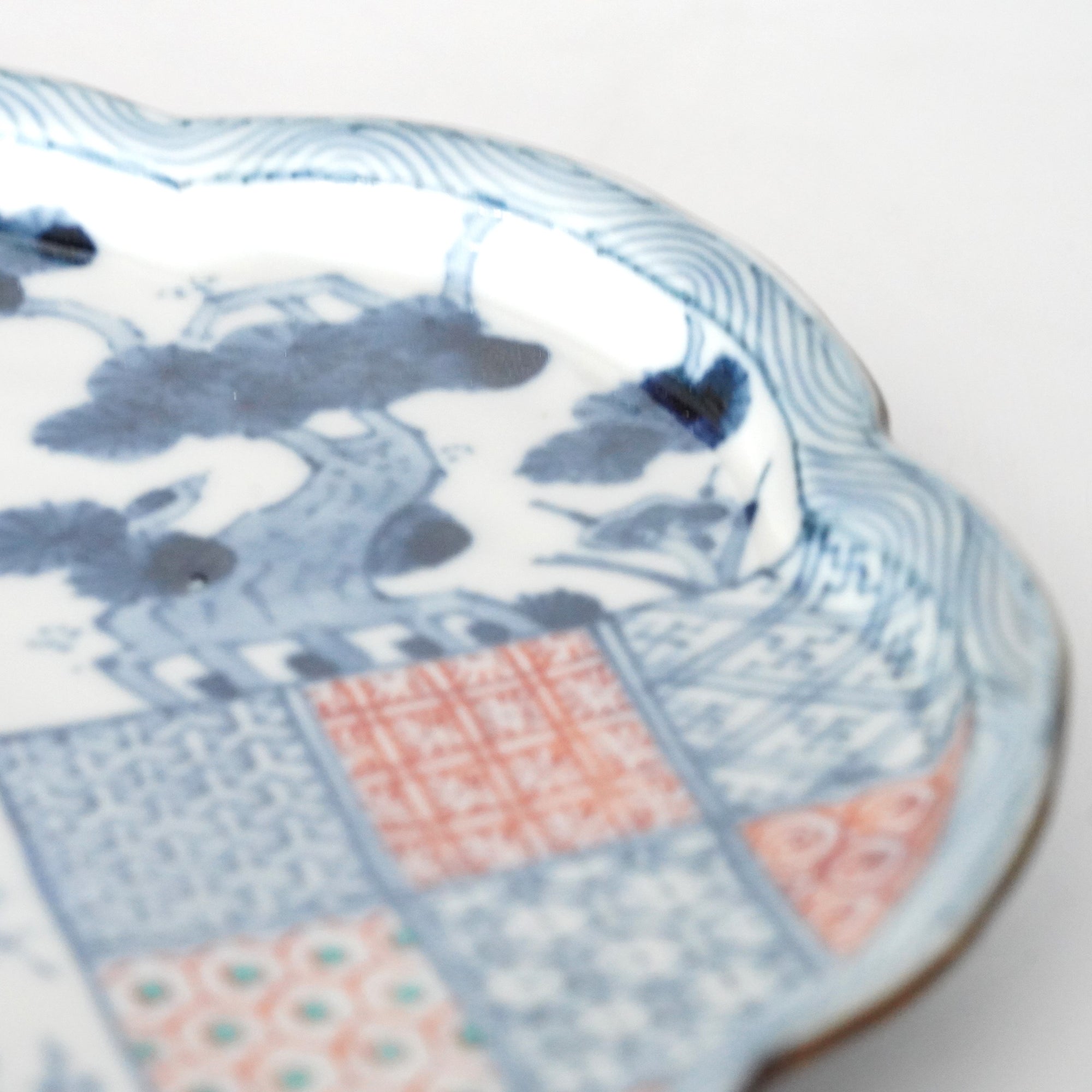 6.5寸輪花平皿 祥瑞色絵