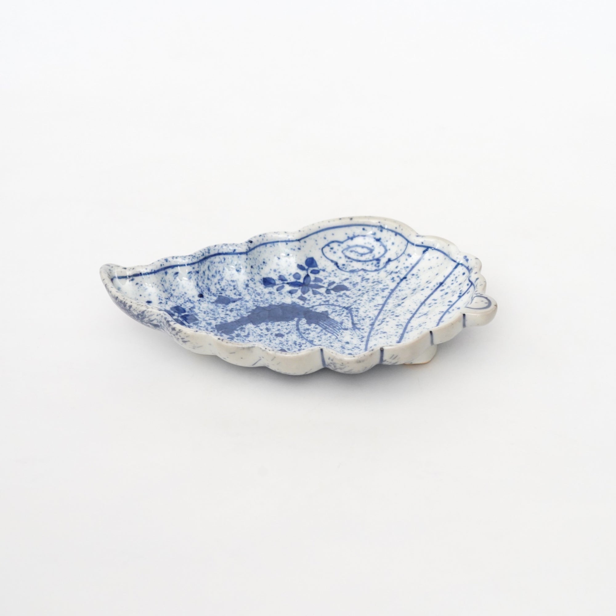 吹墨海老貝型皿