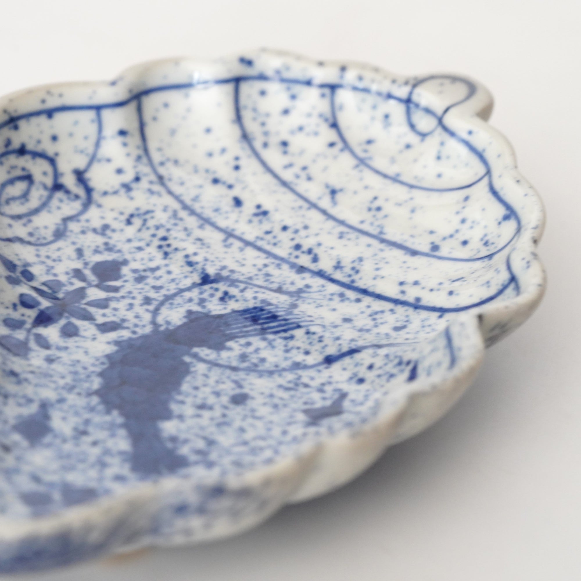 吹墨海老貝型皿