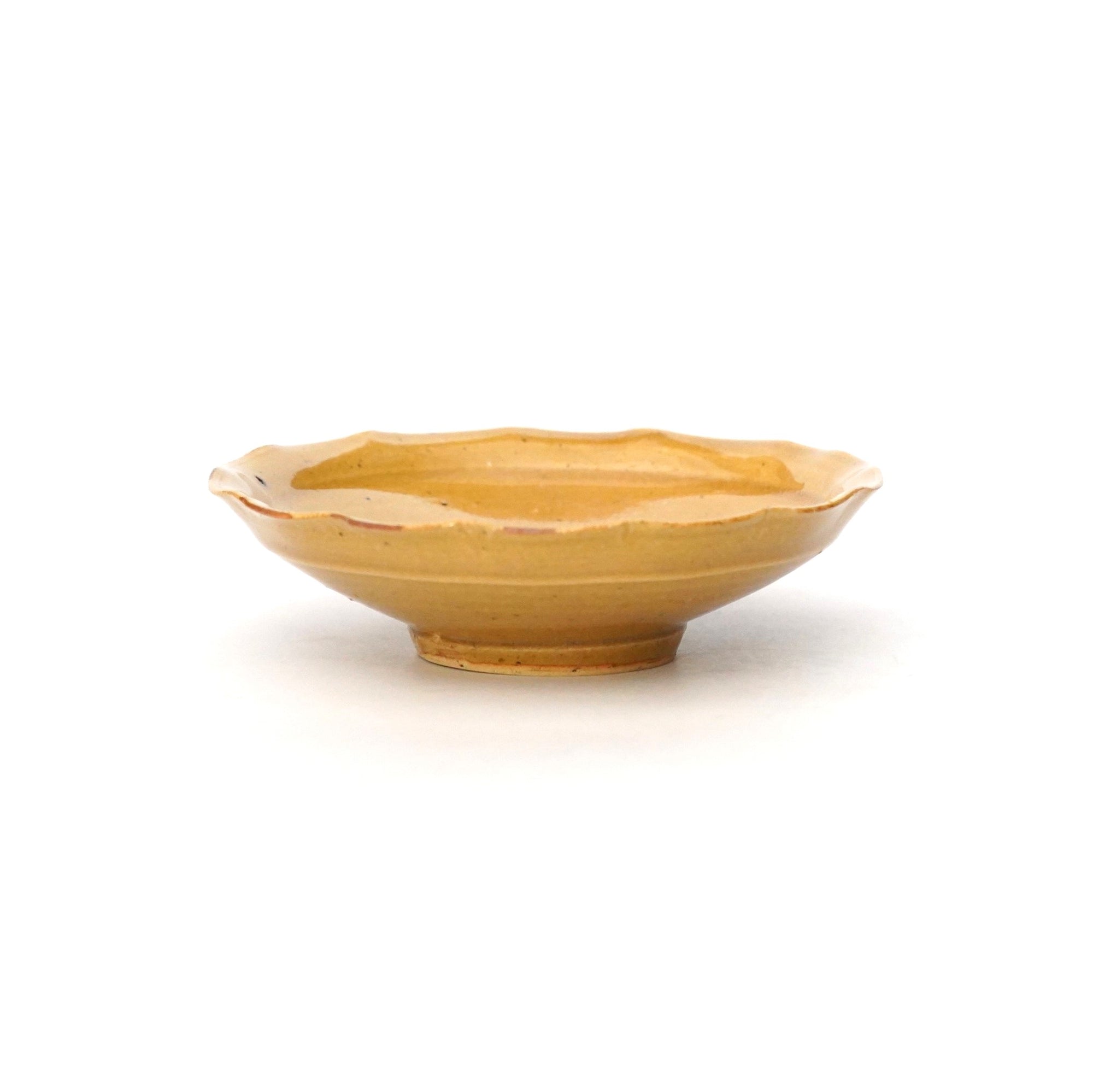 【中里太亀】黄釉輪花小皿