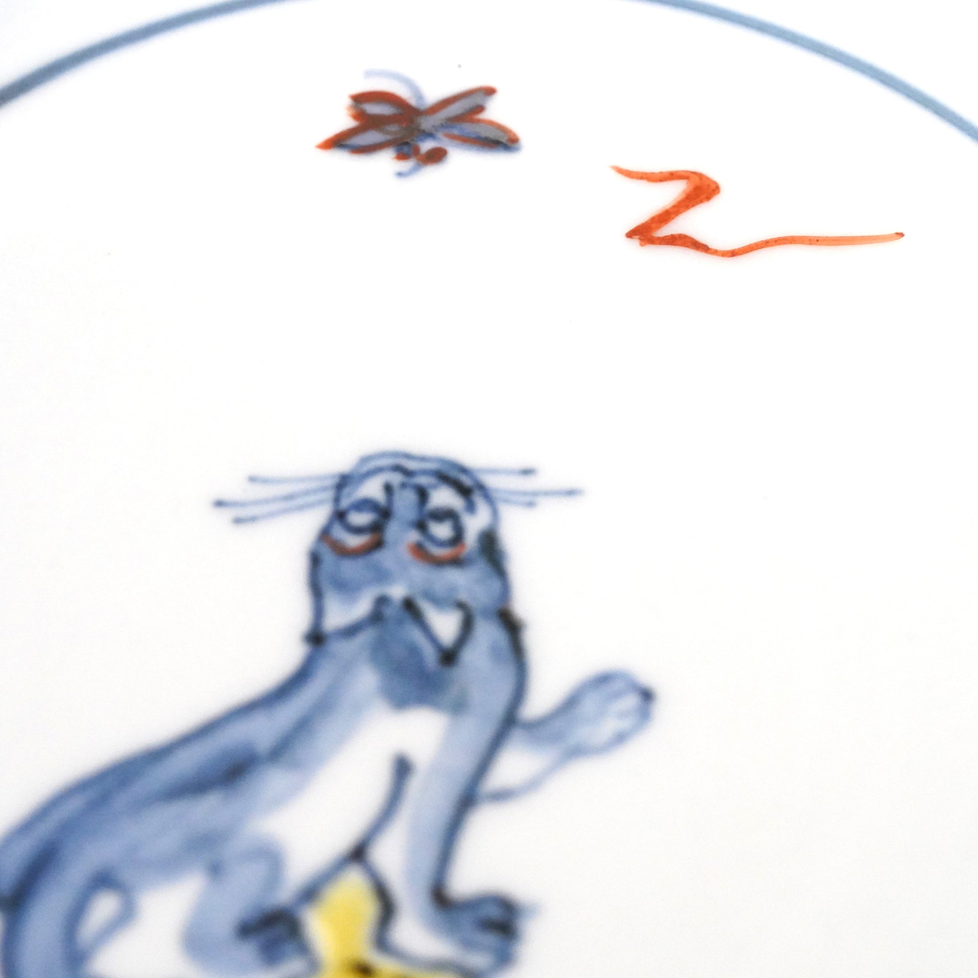【山本恭代】猫図皿 天啓赤絵写