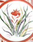 【廣野俊彦】赤絵菖蒲格子文皿