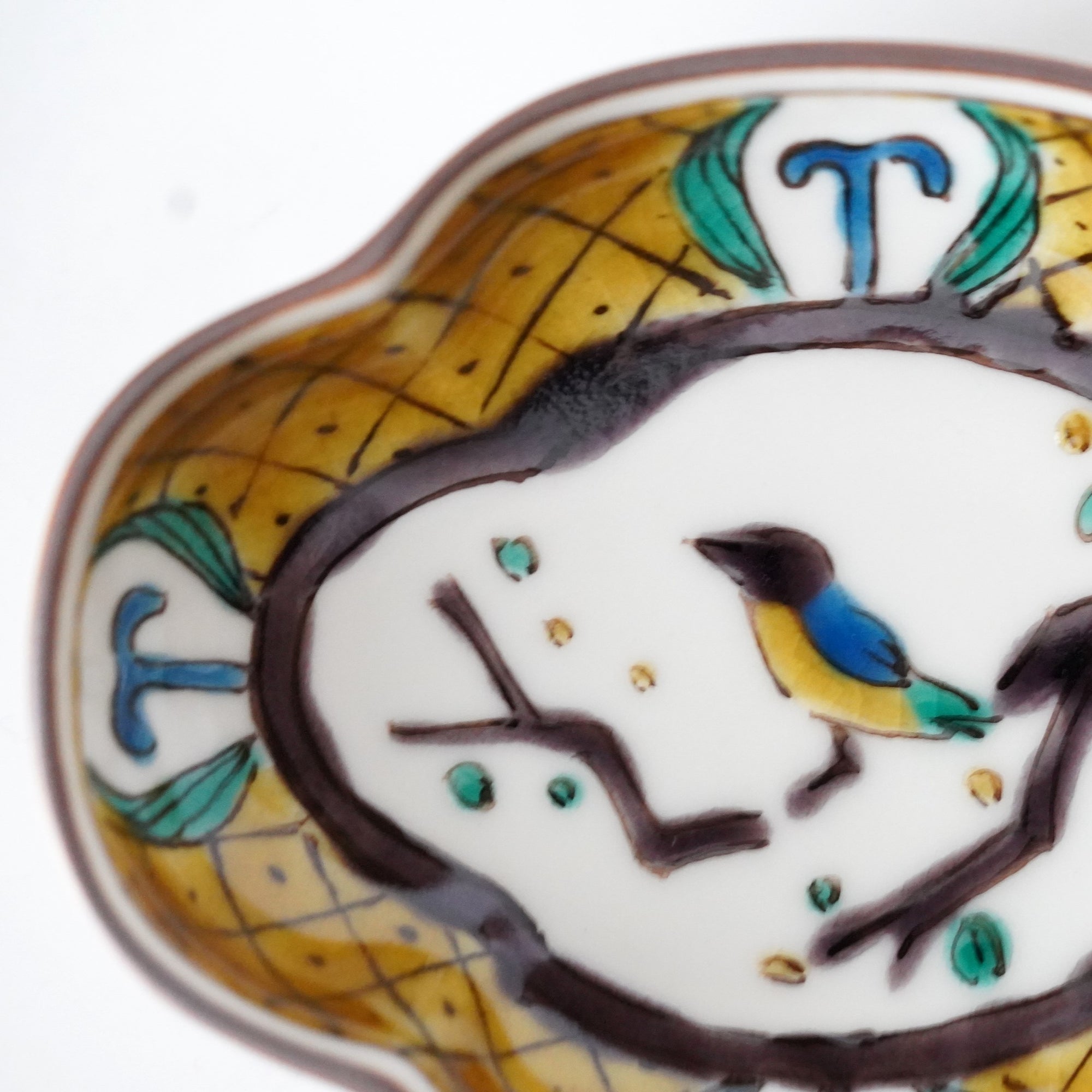 花鳥文様三寸つば形皿