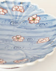 色絵流水桜文三方菊五寸皿