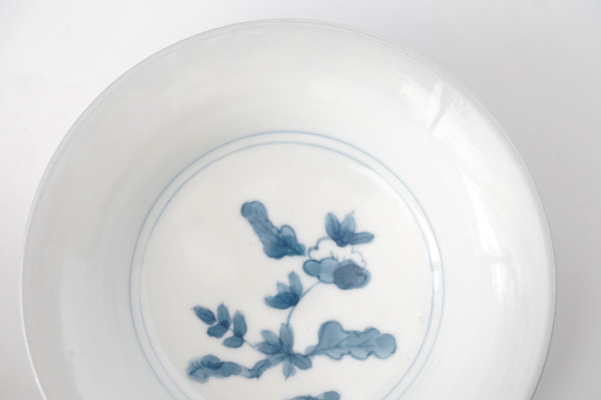 【文祥窯】染付草花5寸反り皿