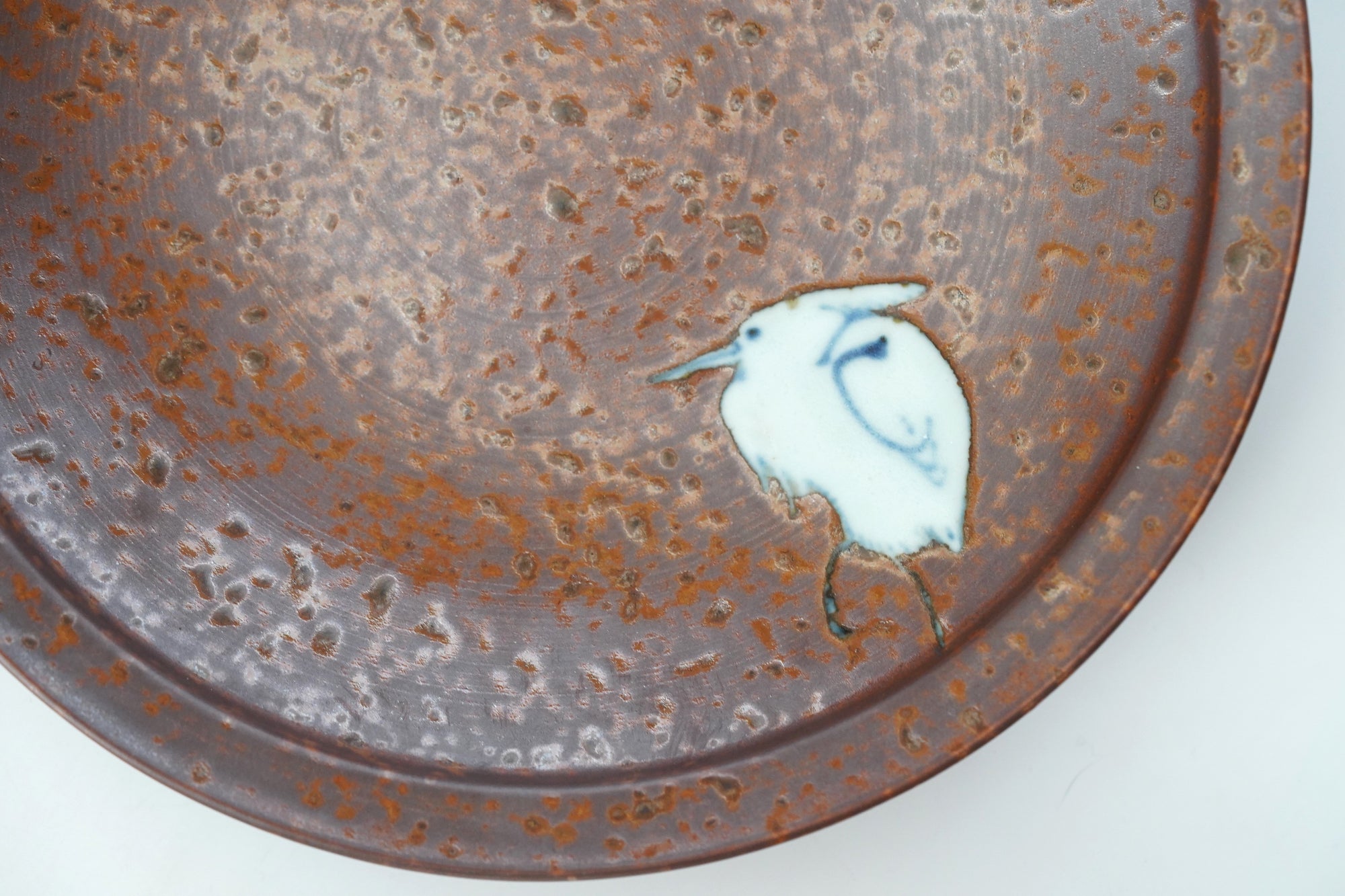 5-inch plate with ink-filled treasures and flowers and birds pattern