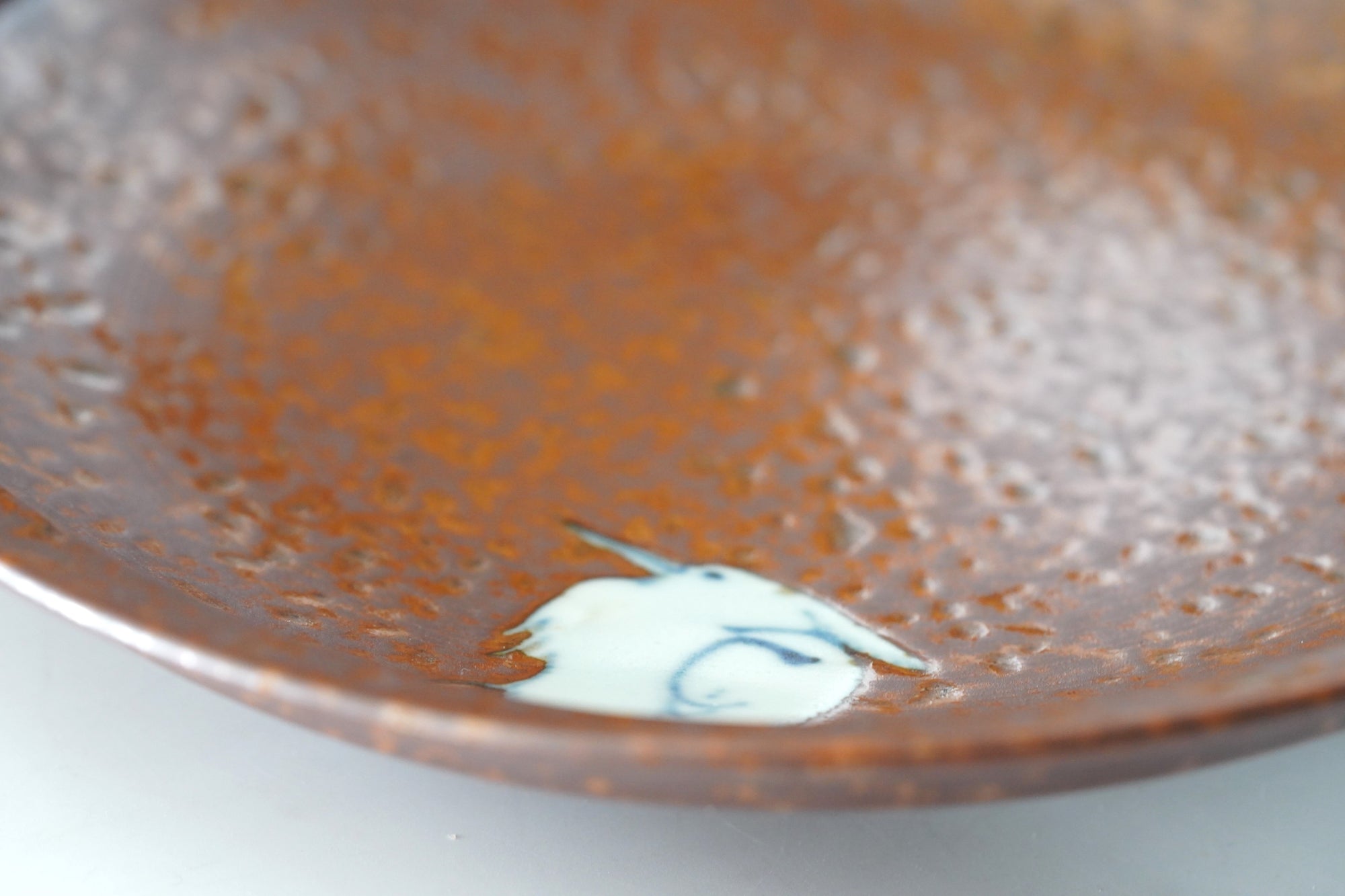 5-inch plate with ink-filled treasures and flowers and birds pattern