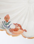 乳白釉色絵鶉文菊割五寸鉢