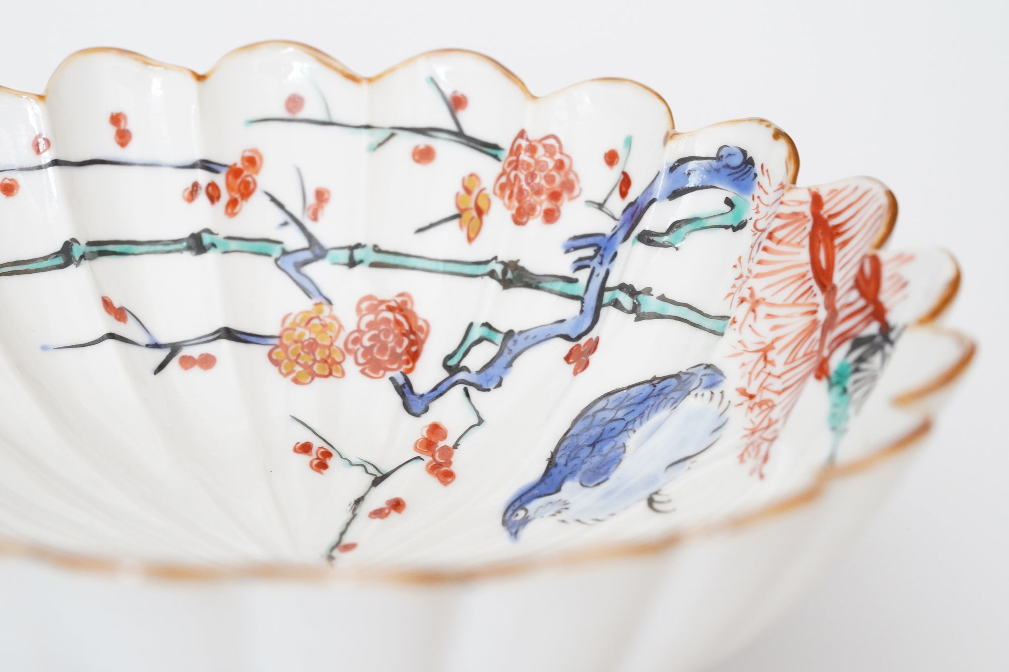 墨弹宝字花鸟文五寸盘