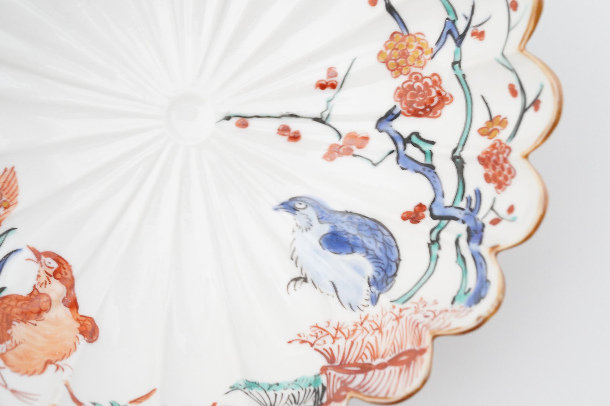 墨弹宝字花鸟文五寸盘