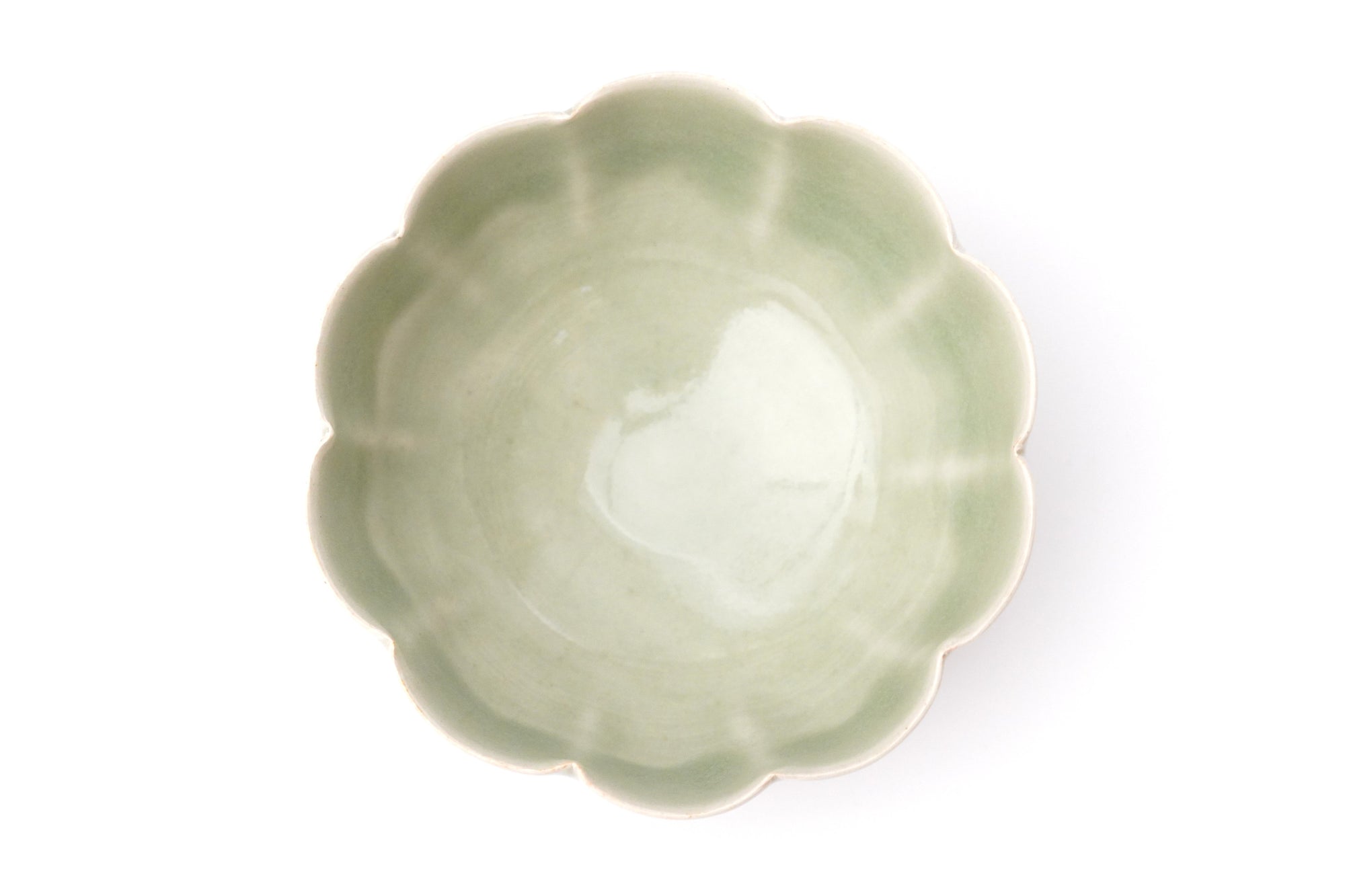 【岡本作礼】翠青唐津輪花鉢