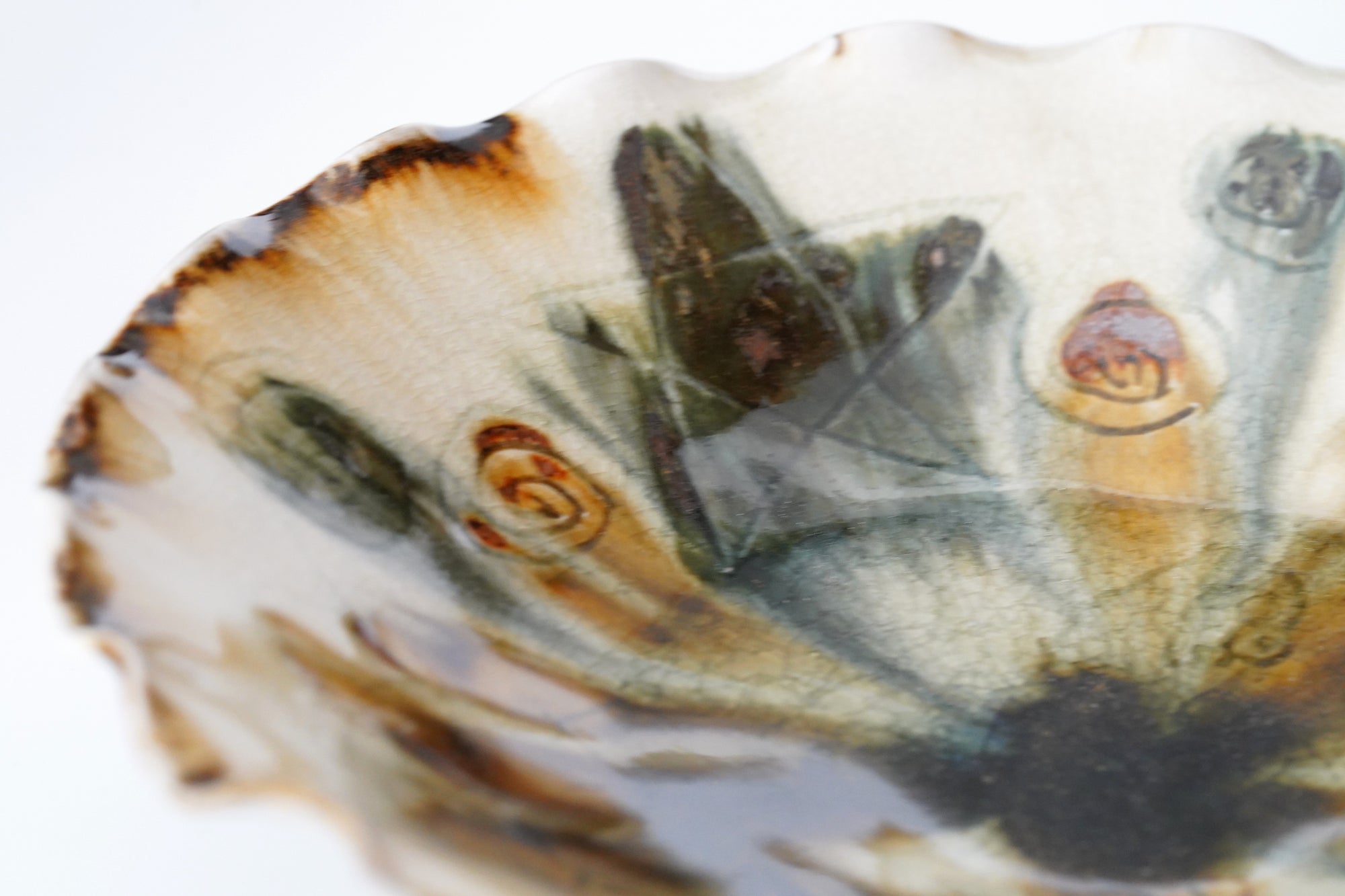 【光藤佐】鉄絵線刻鉢 7寸