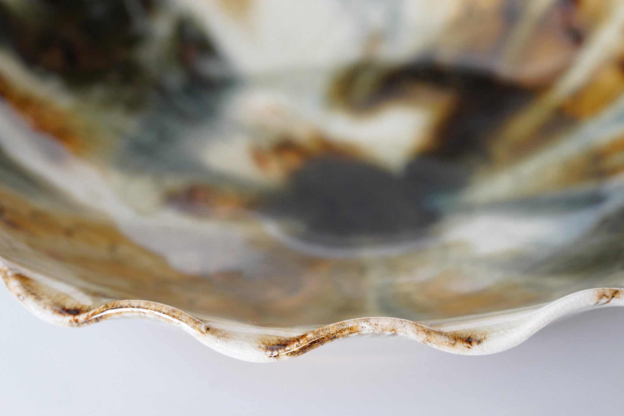 【光藤佐】鉄絵線刻鉢 7寸