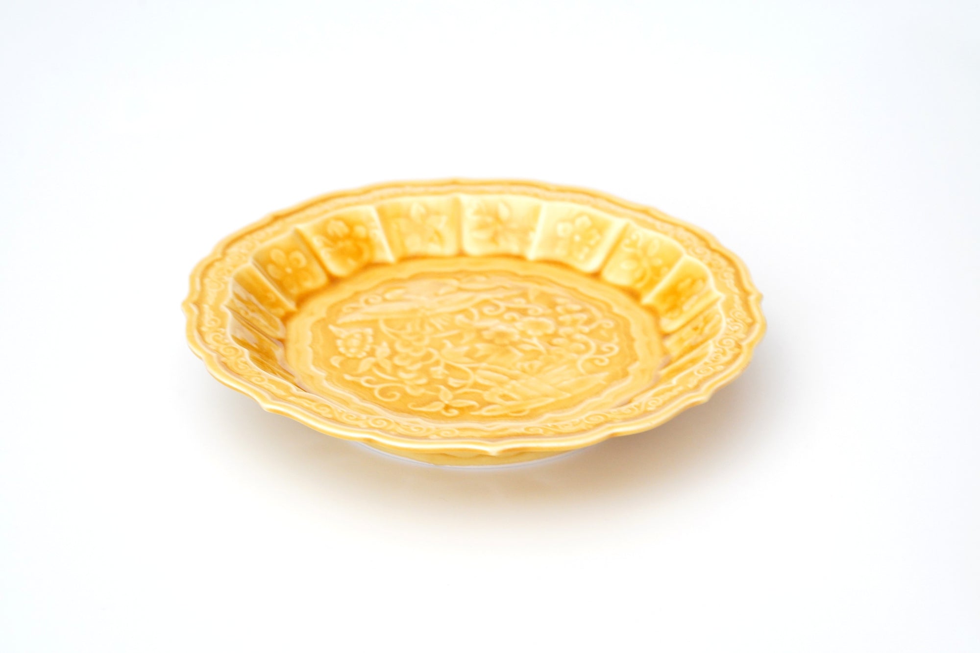 Oribe flowers and birds curved 5sun plate