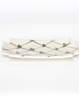 Karatsu rust lattice corner cut rectangular plate