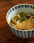 【北野敏一】花うさぎ棒縞文5寸丼