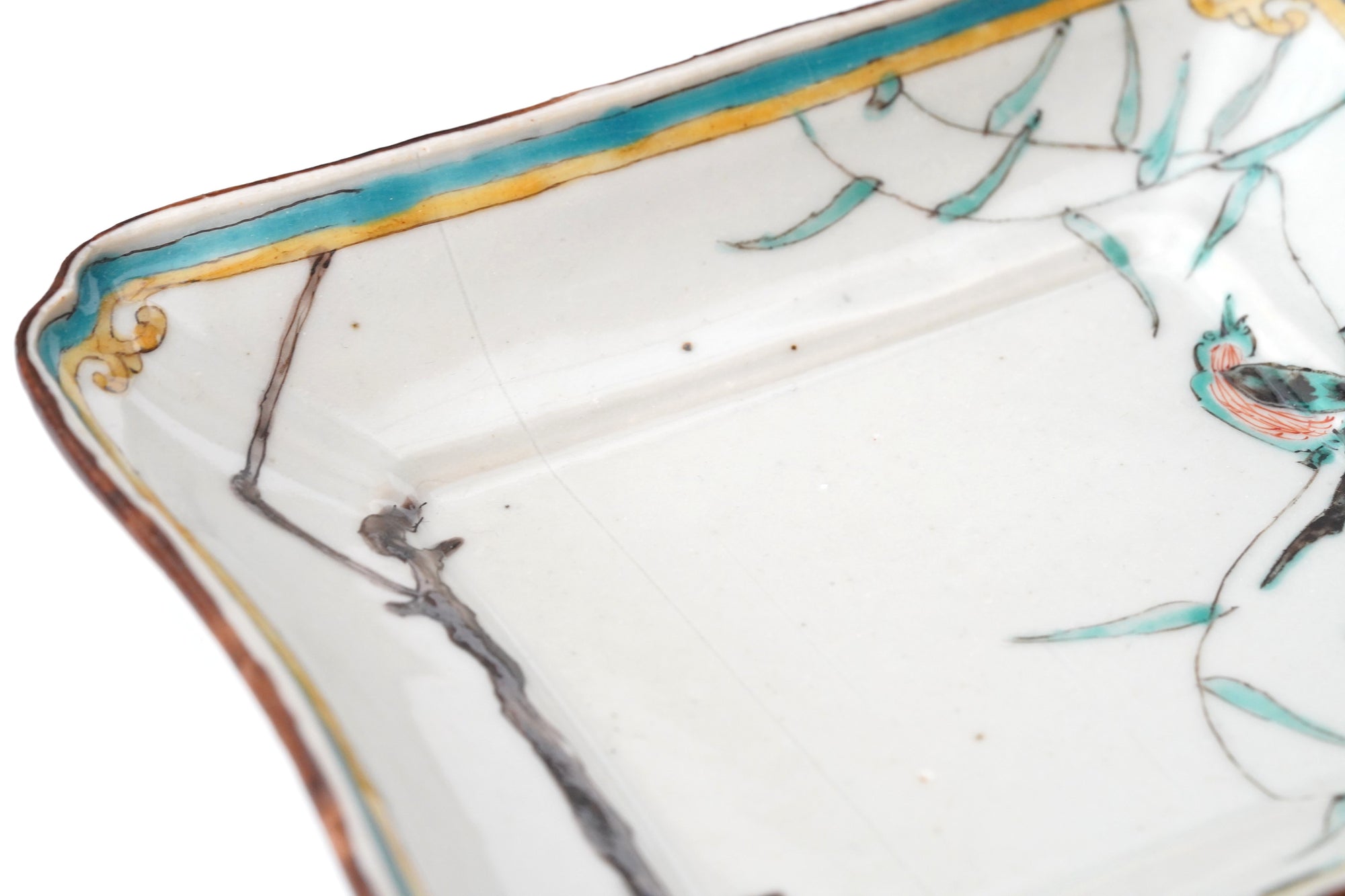 【廣野俊彦】古九谷色絵柳燕文四方皿