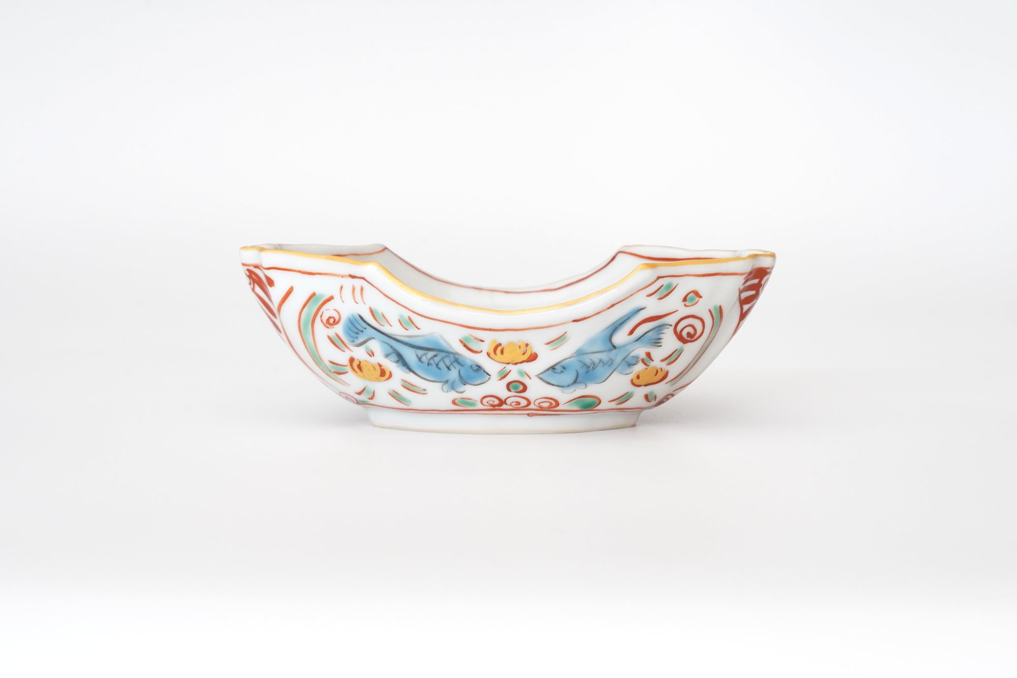 【新道工房】雲母金呉須赤絵船形向付