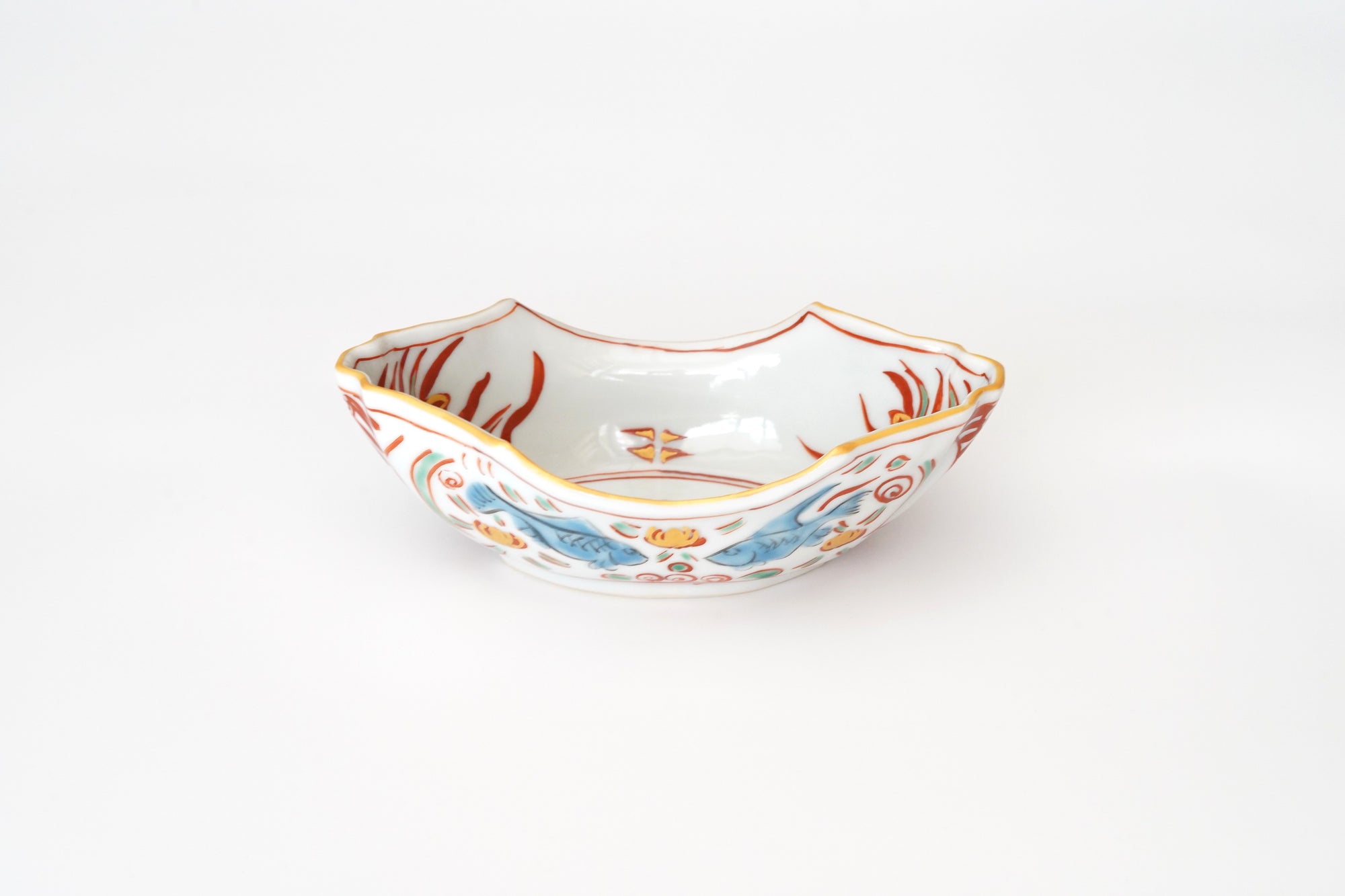 【新道工房】雲母金呉須赤絵船形向付