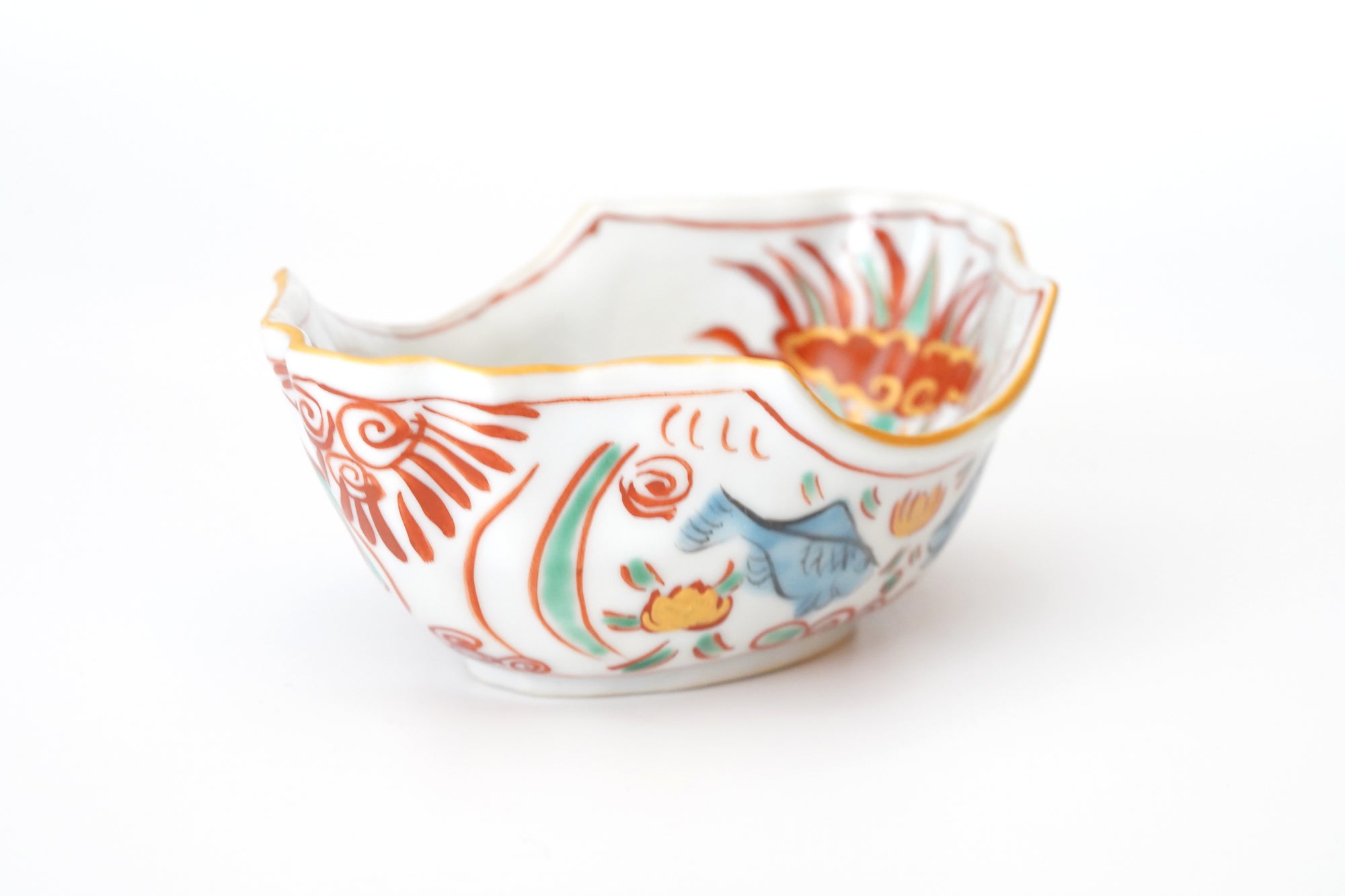 【新道工房】雲母金呉須赤絵船形向付