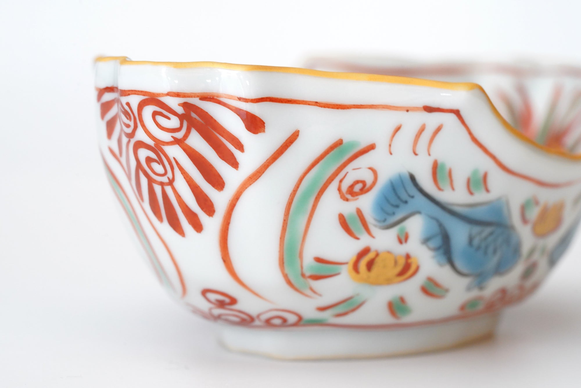 【新道工房】雲母金呉須赤絵船形向付