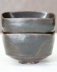 【Tasuku Mitsufuji】Black glazed squared bowl 5sunPlace of production:Hyogo prefecture Size: