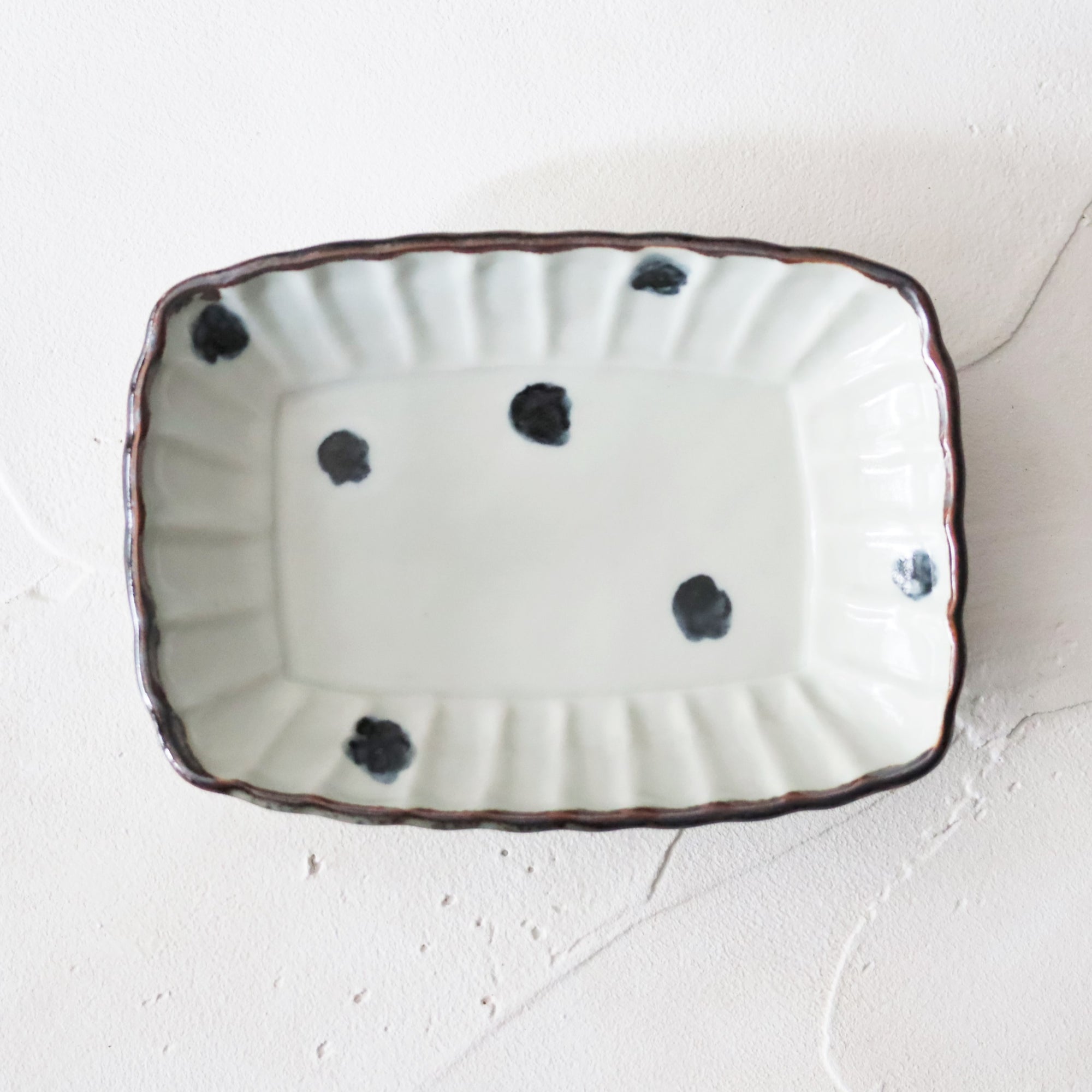 【Kenji Yanagawa】small flowers printed round flower rectangle plate