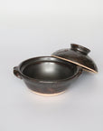 Black 4 inch handmade small pot rough carving