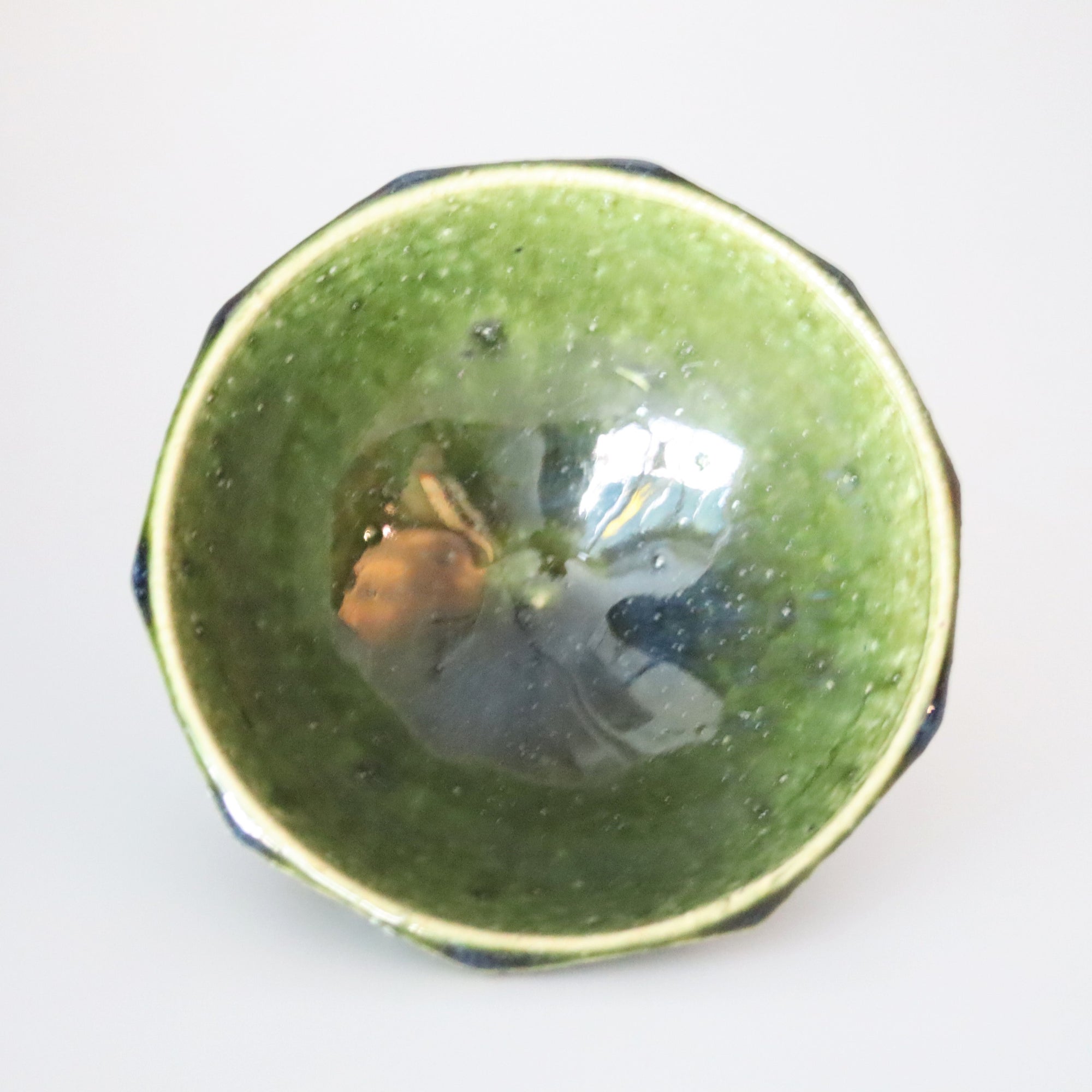 Oribe chamfered rice bowl