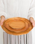 【Aizawa wood crafts】KITO Zelkova flower shaped tray