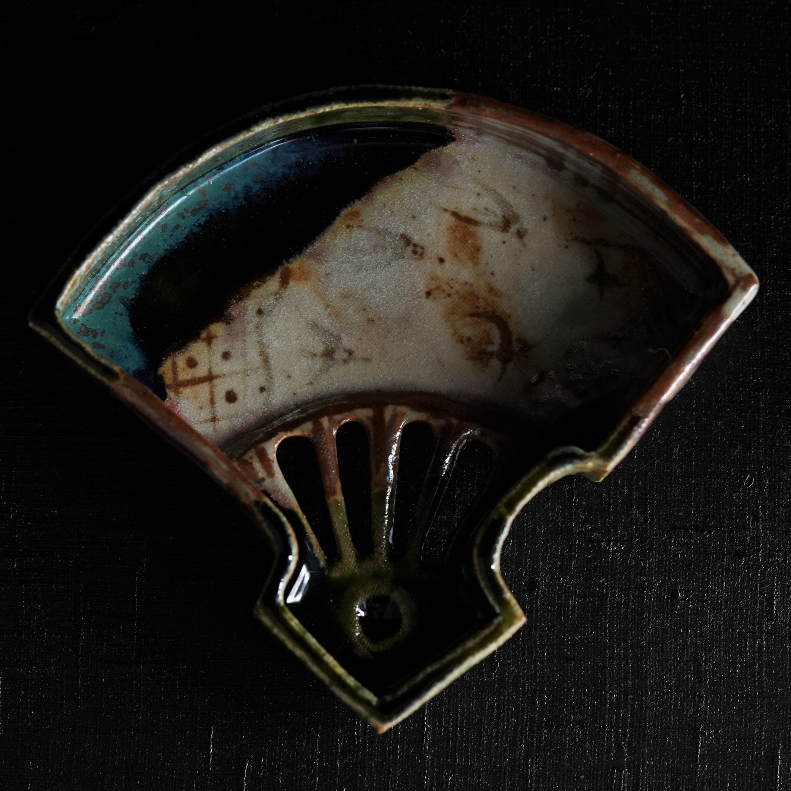 宮田真幸】織部扇面向付 – うつわ御結