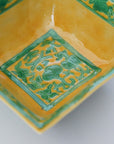 [Toshihiko Hirono] Yellow ground green color phoenix carving with four directions