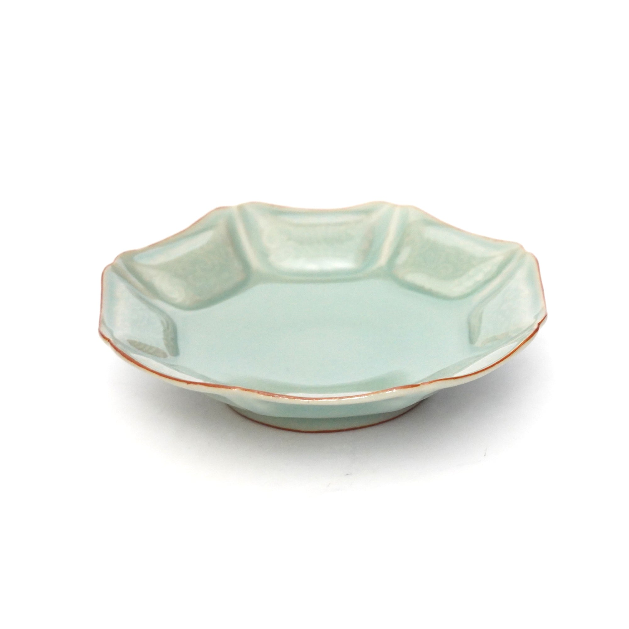 【Hirokazu Kato】Flower-patterned Hexagonal celadon bowl