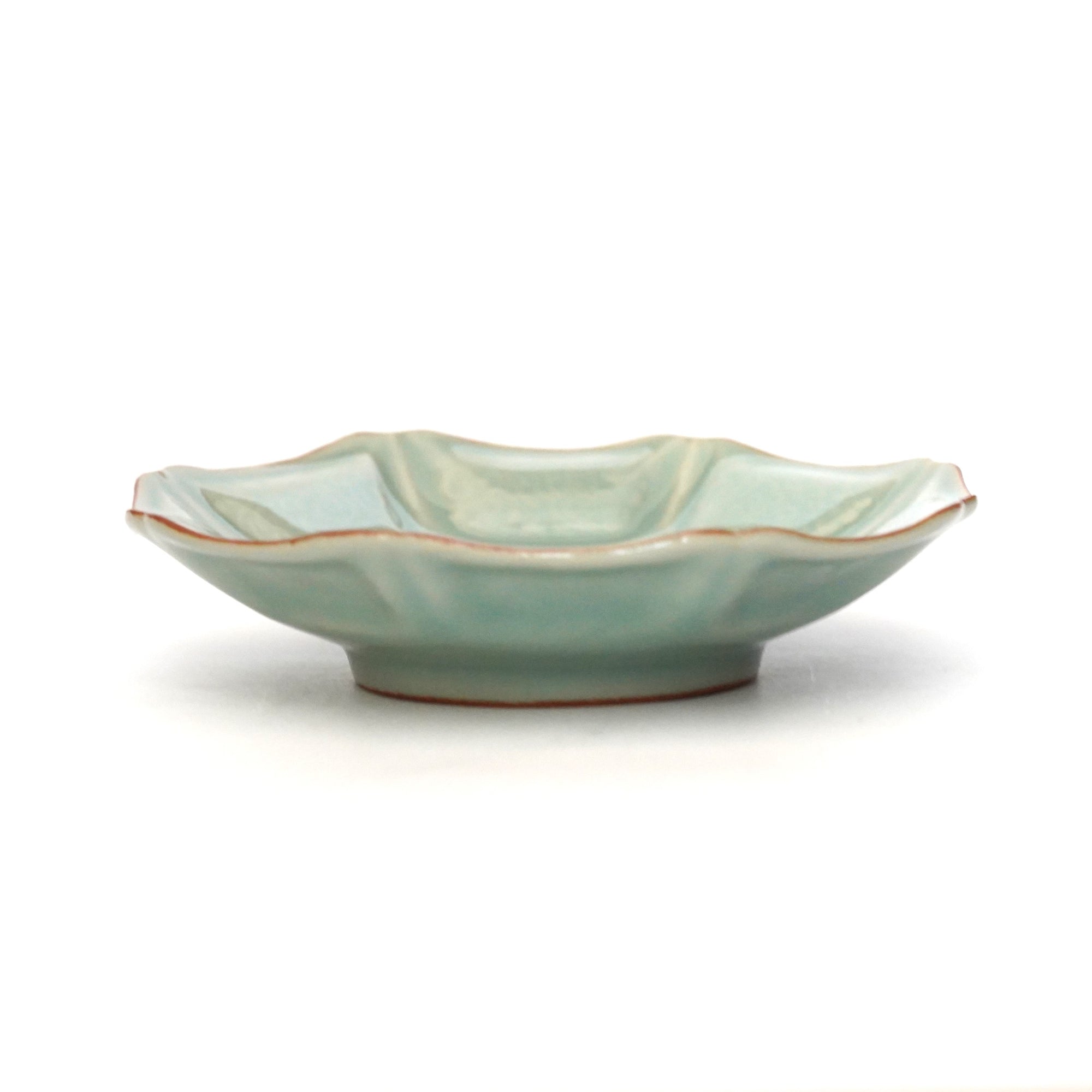 【Hirokazu Kato】Flower-patterned Hexagonal celadon bowl