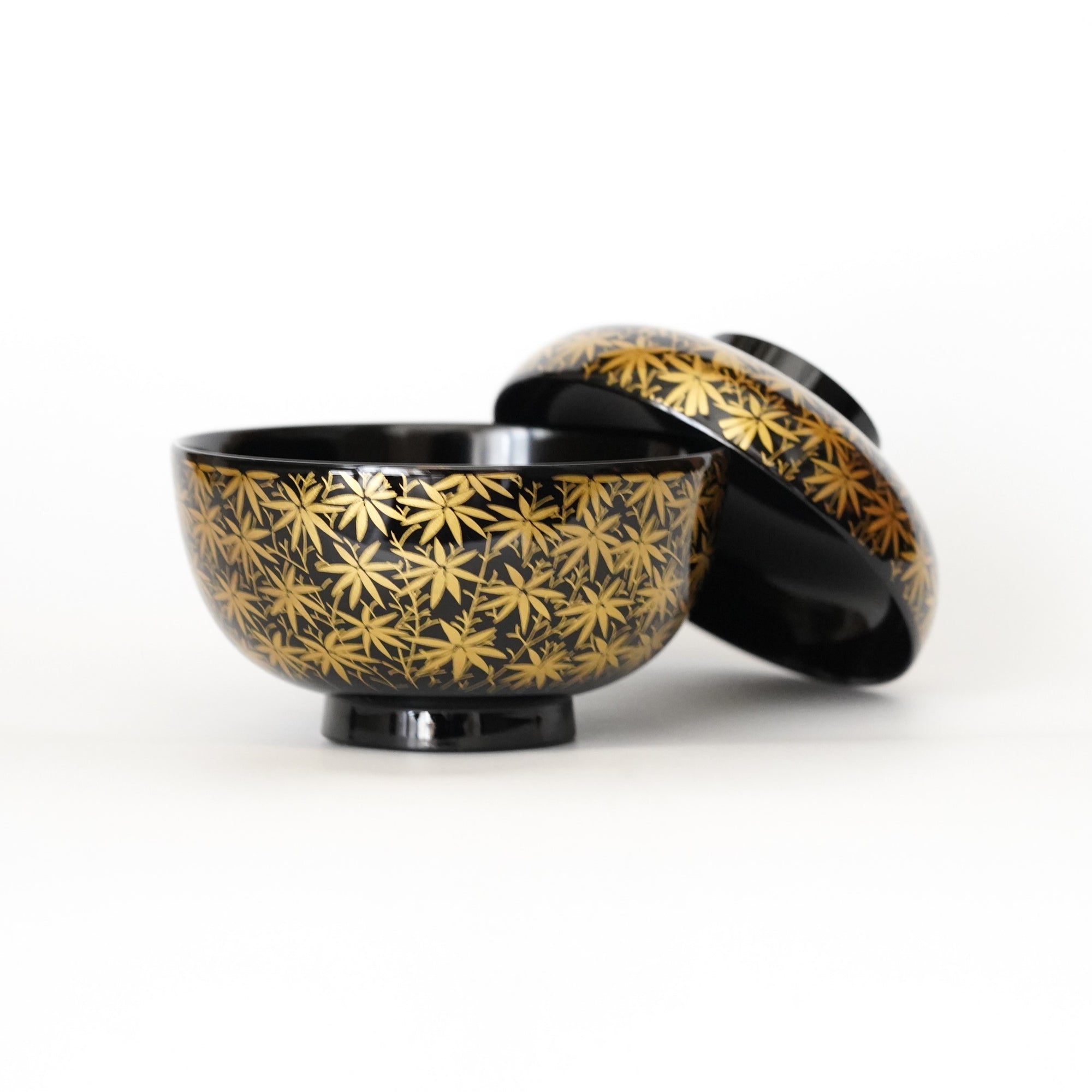 Black bamboo grass patterned Sensai bowl