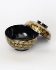 Black bamboo grass patterned Sensai bowl