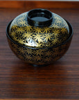 Black bamboo grass patterned Sensai bowl