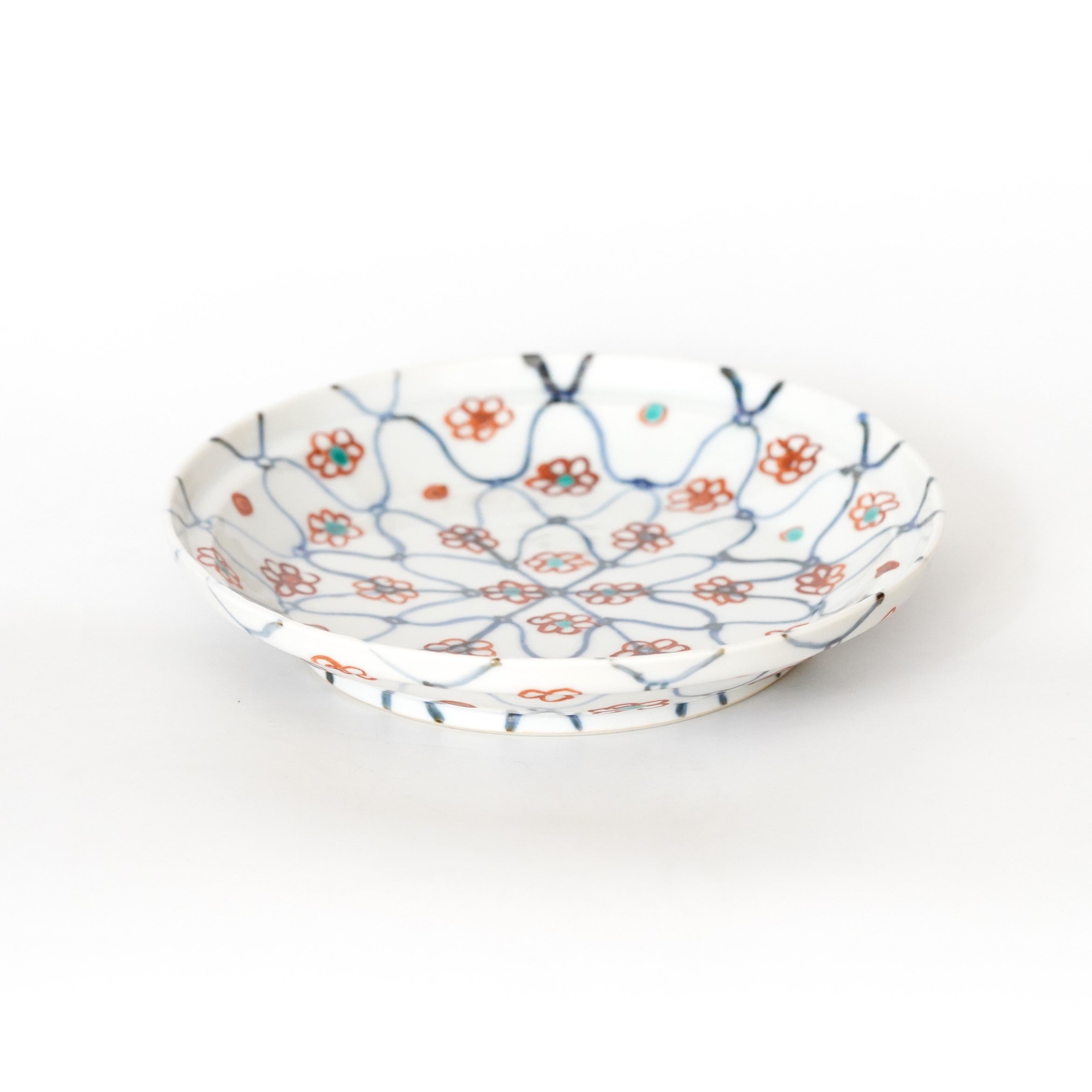 網目模様の和食器皿 大4枚ふぐちり 山本恭代】網目花散らし皿 – うつわ御結