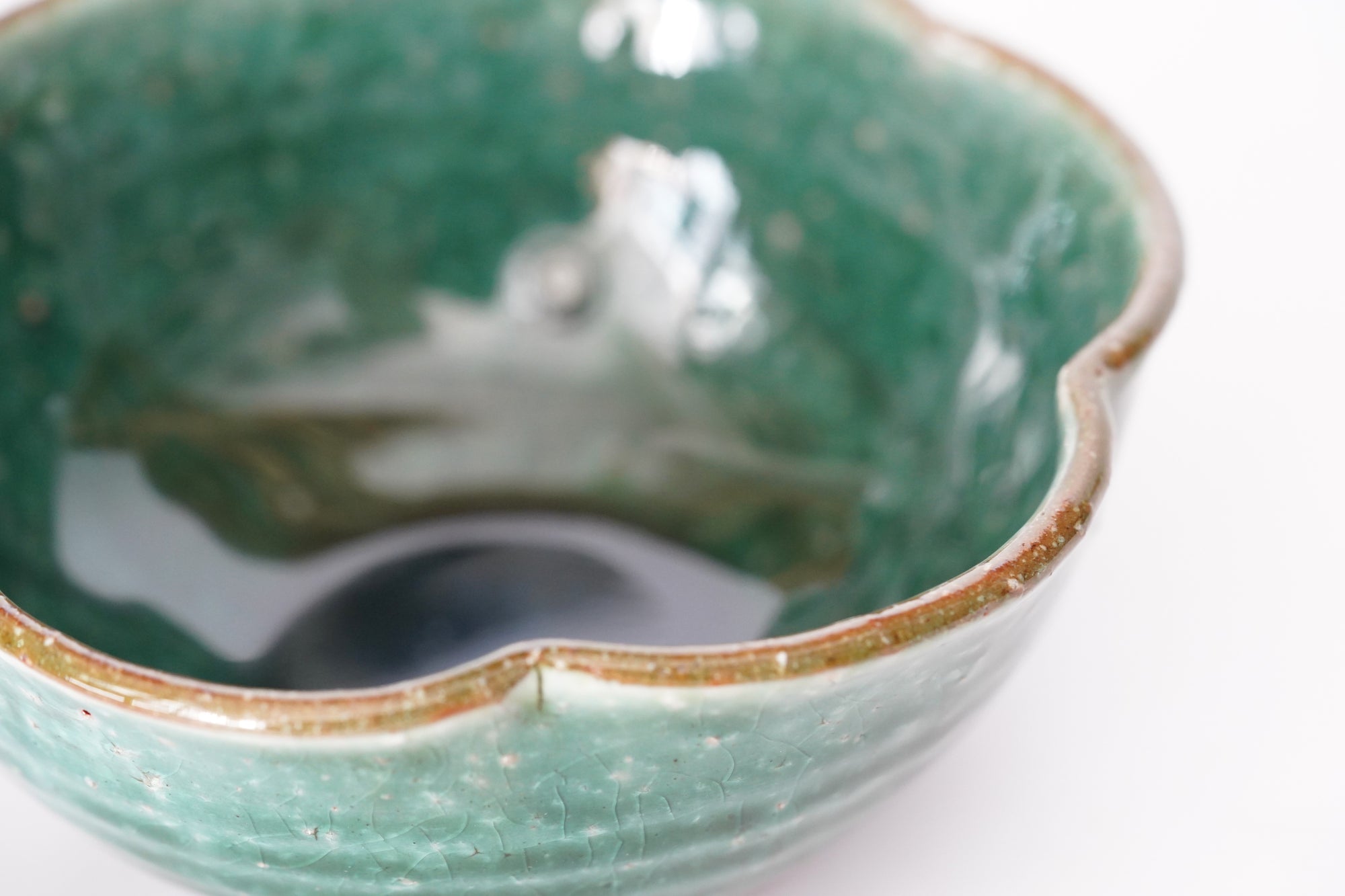 【Kazuhiko Kudo】Green Kohiki octagonal small bowl