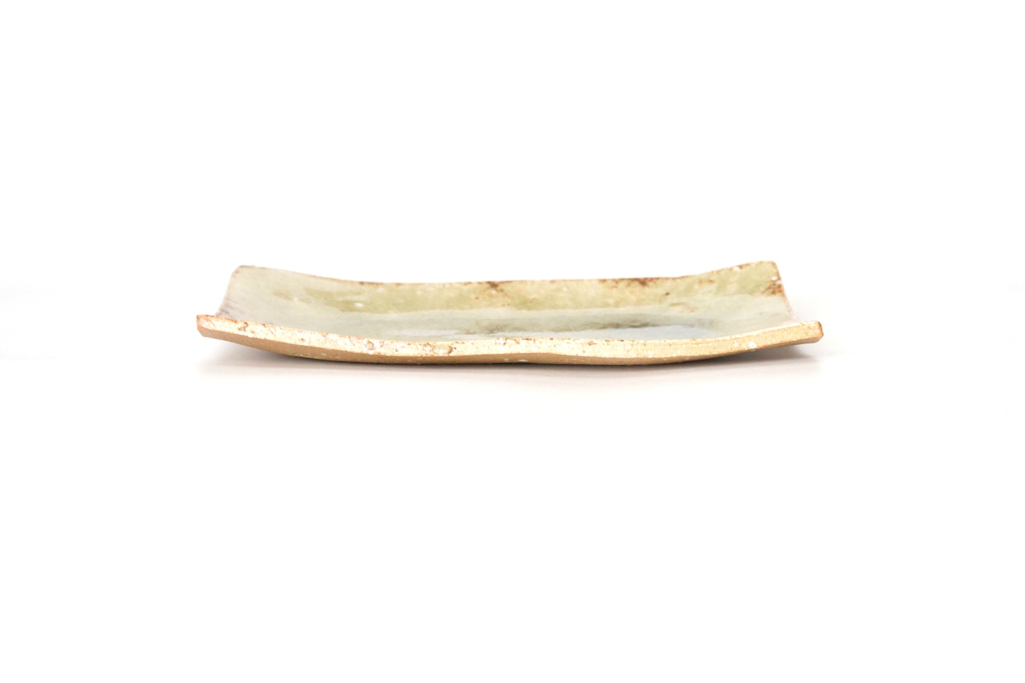 Shigaraki ash glaze long square plate