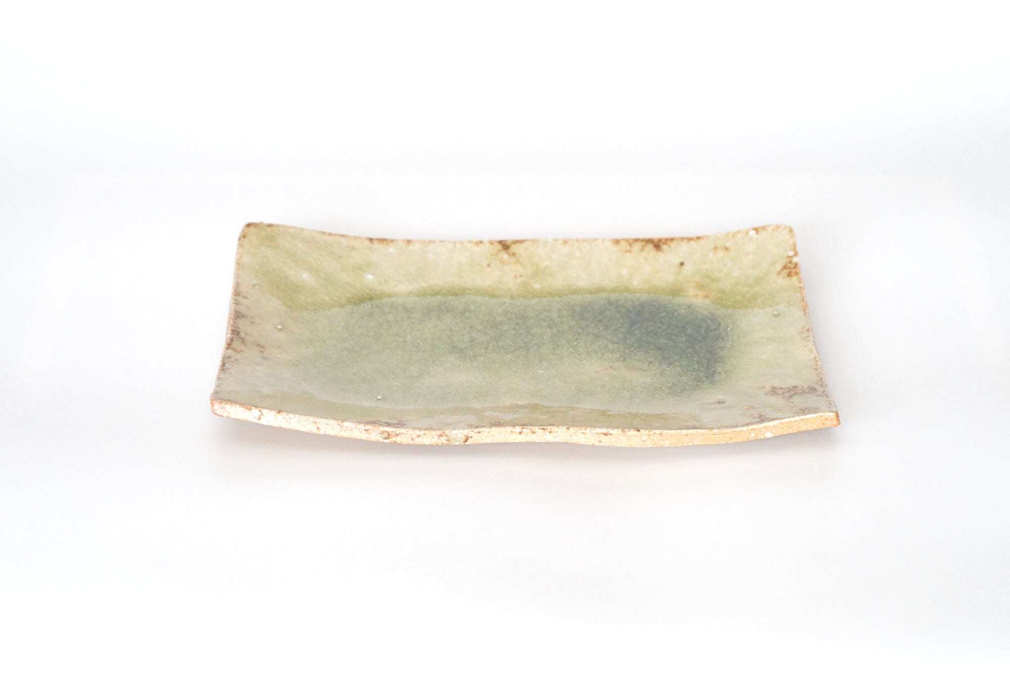 Shigaraki ash glaze long square plate