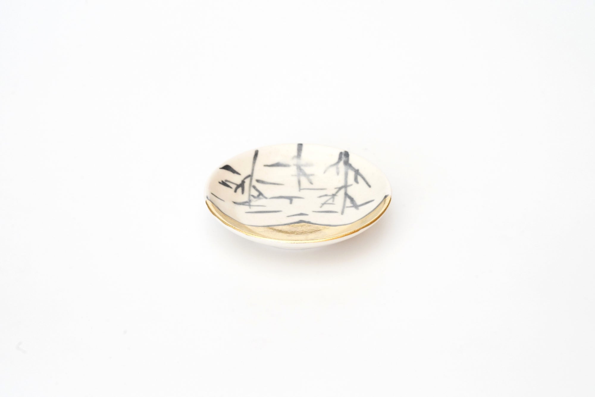 豆皿　魯山人写し　草金