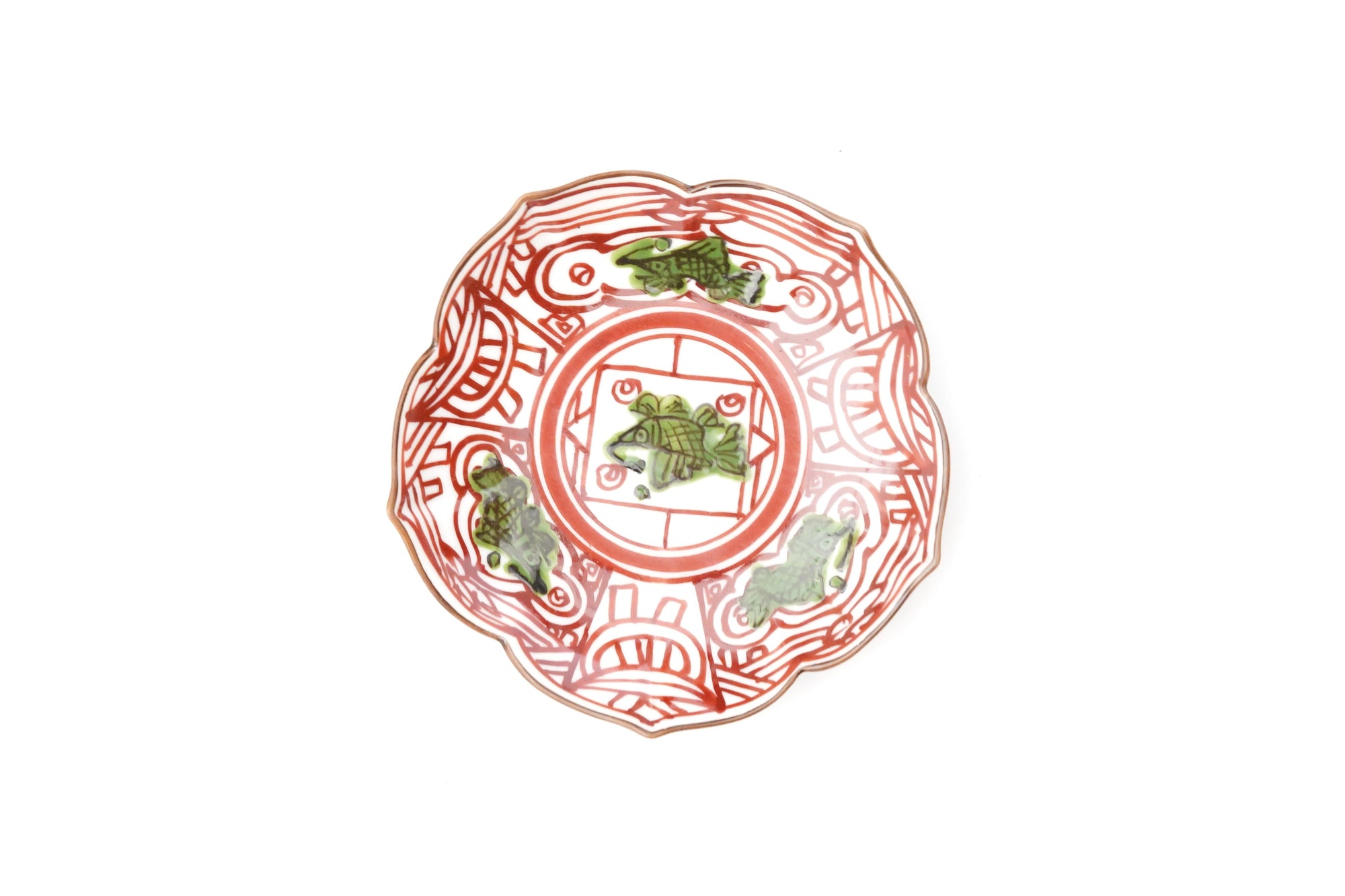 錦魚紋桔梗渕小皿