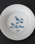 [Bunshogama] 5-inch warped plate with dyed flowers